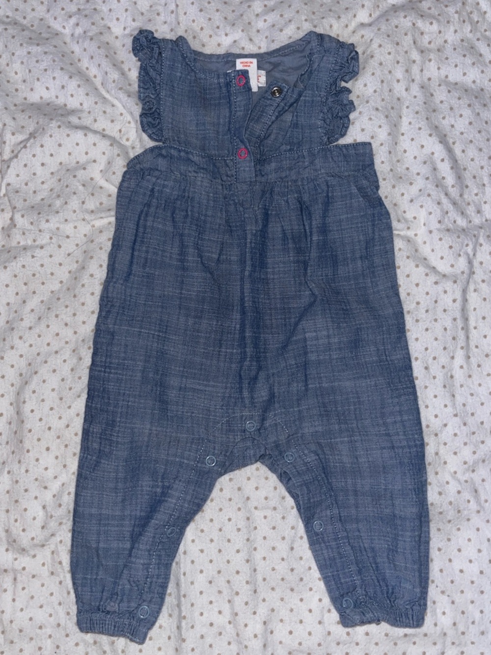 Cat & Jack Blue Denim-Style Ruffle Romper